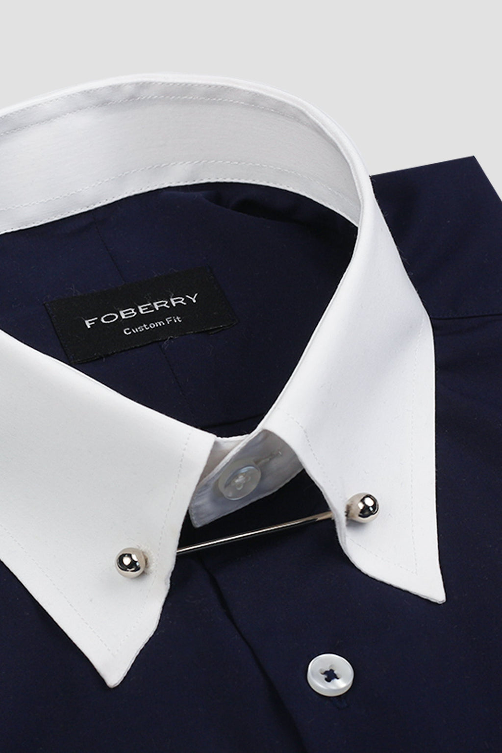 Dark Indigo Egyptian Poplin Pin Collar Shirt