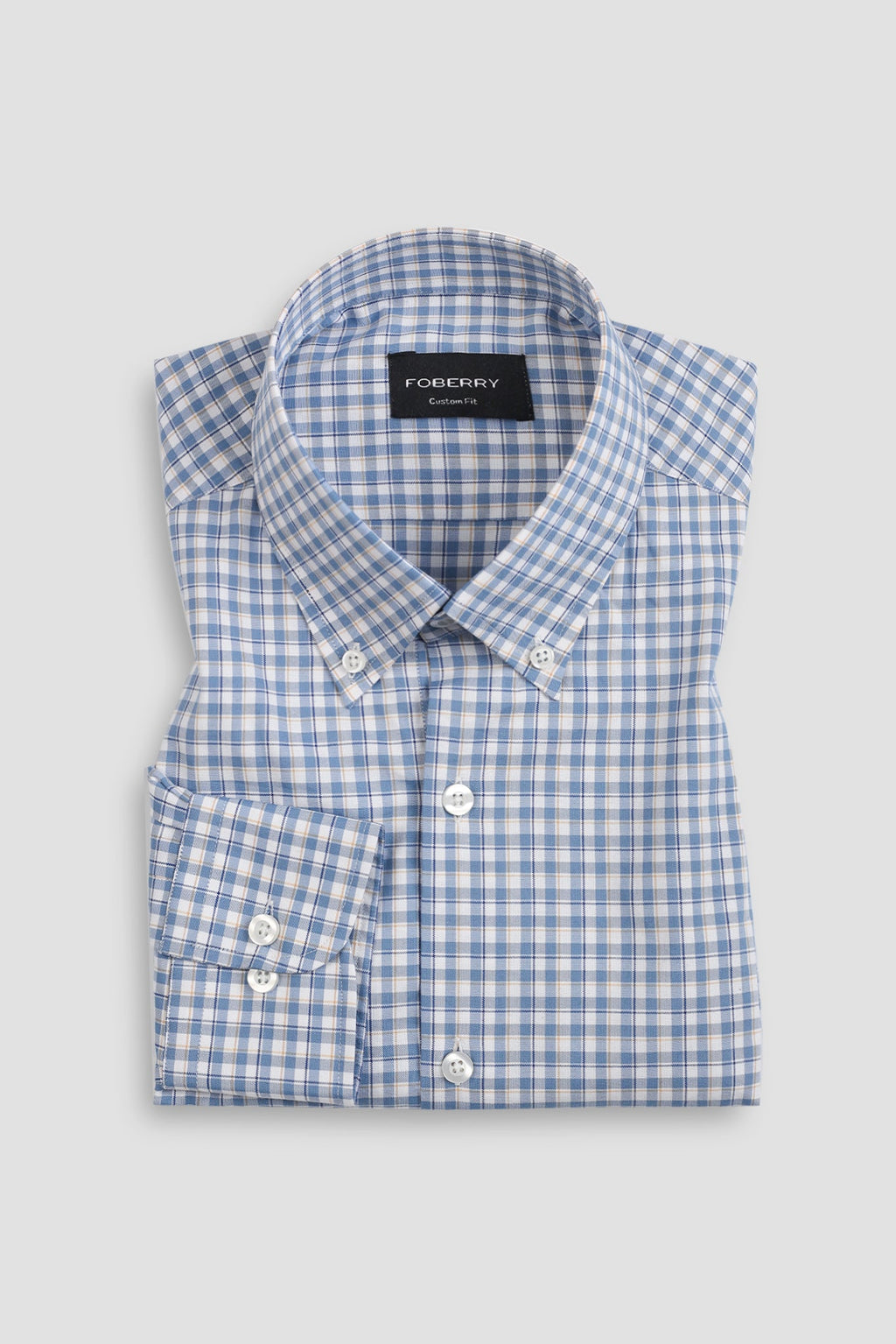 Soft Sky Blue & Mustard Gingham Shirt