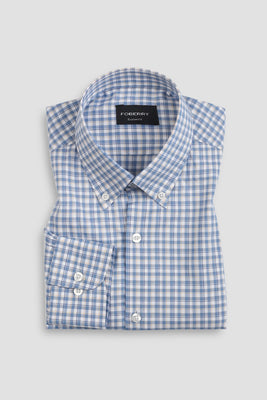 Soft Sky Blue & Mustard Gingham Shirt