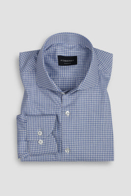 Blue Box Weave Patterned Shirt