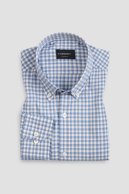 Soft Sky Blue & Mustard Gingham Shirt