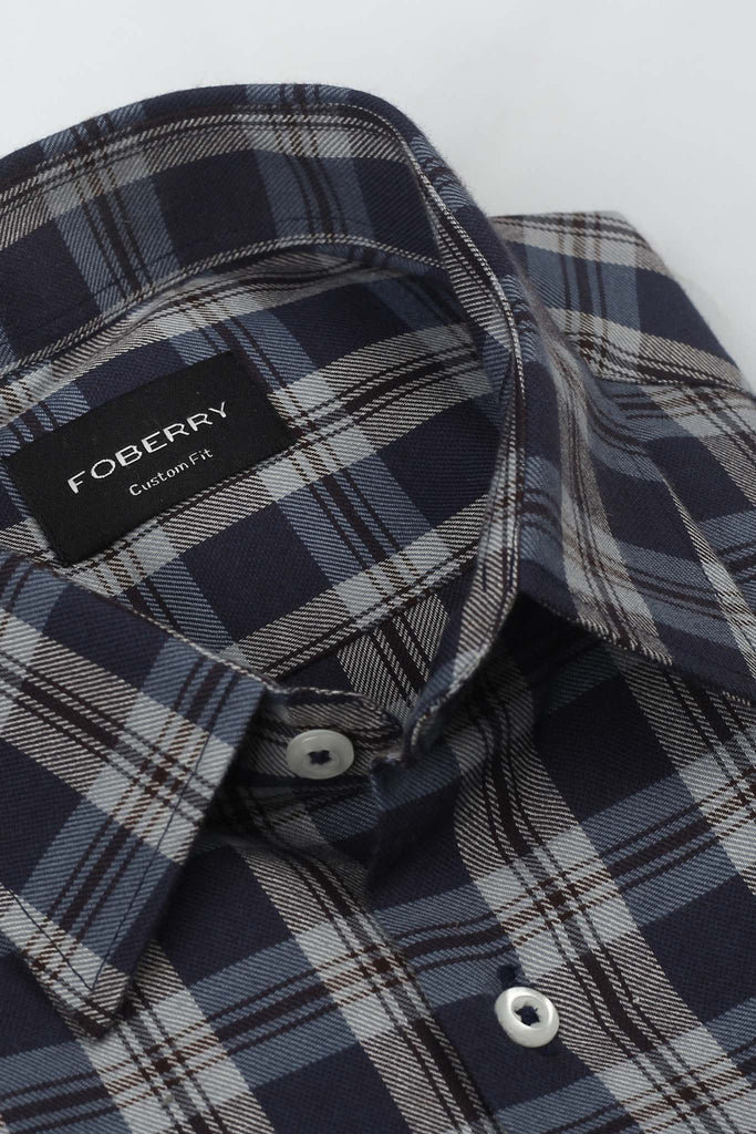 Brown & Blue Tartan Winter Flannel Shirt
