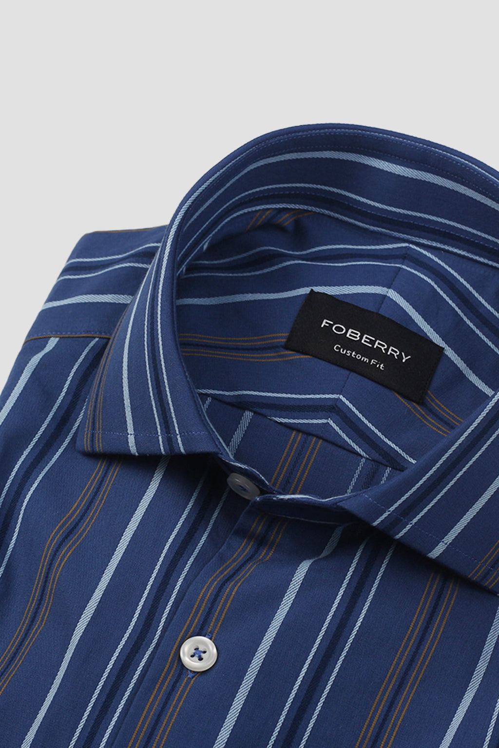 Cobalt Blue with Mustard Hairline Striped Shirt