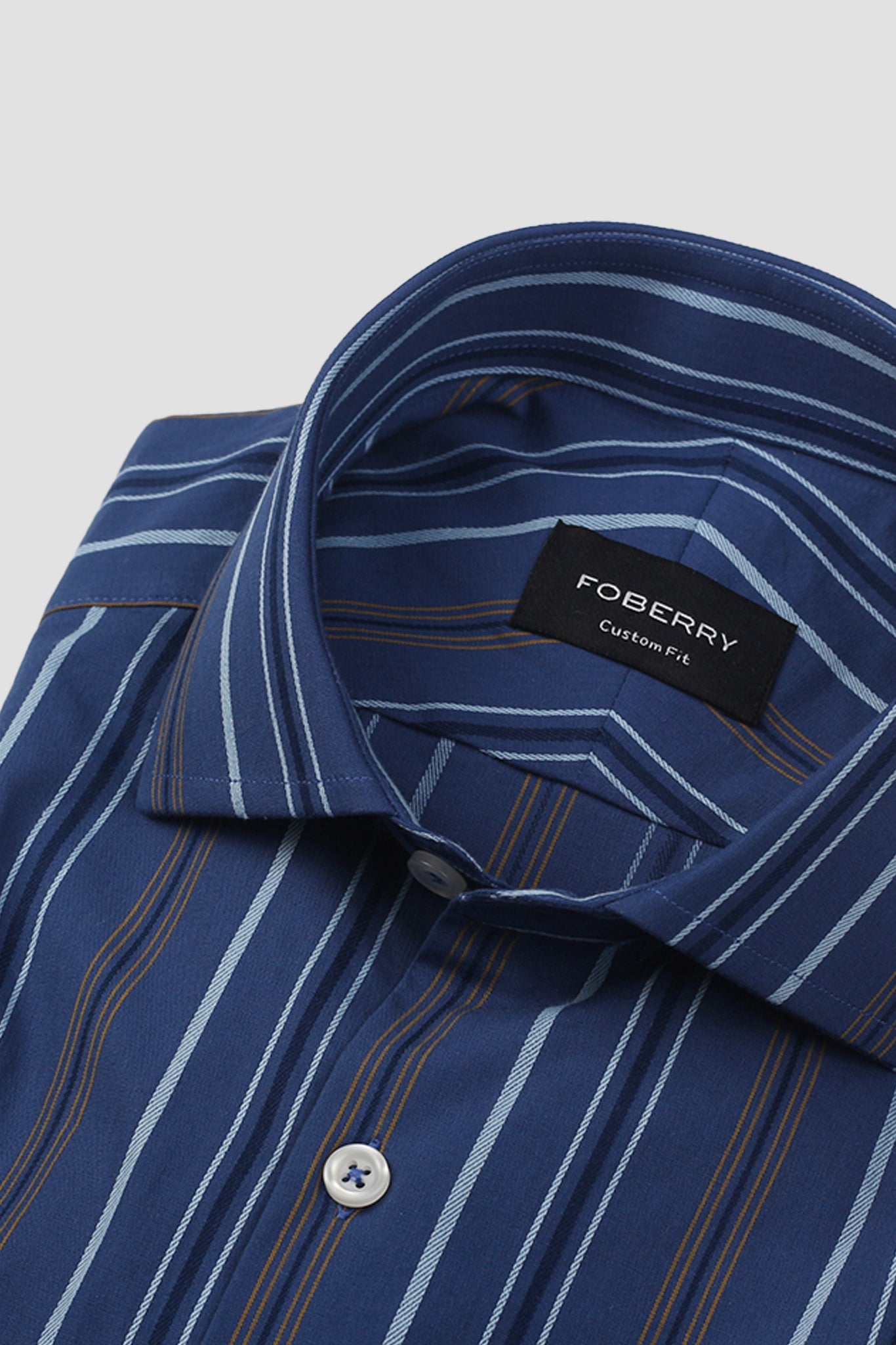 Cobalt Blue with Mustard Hairline Striped Shirt