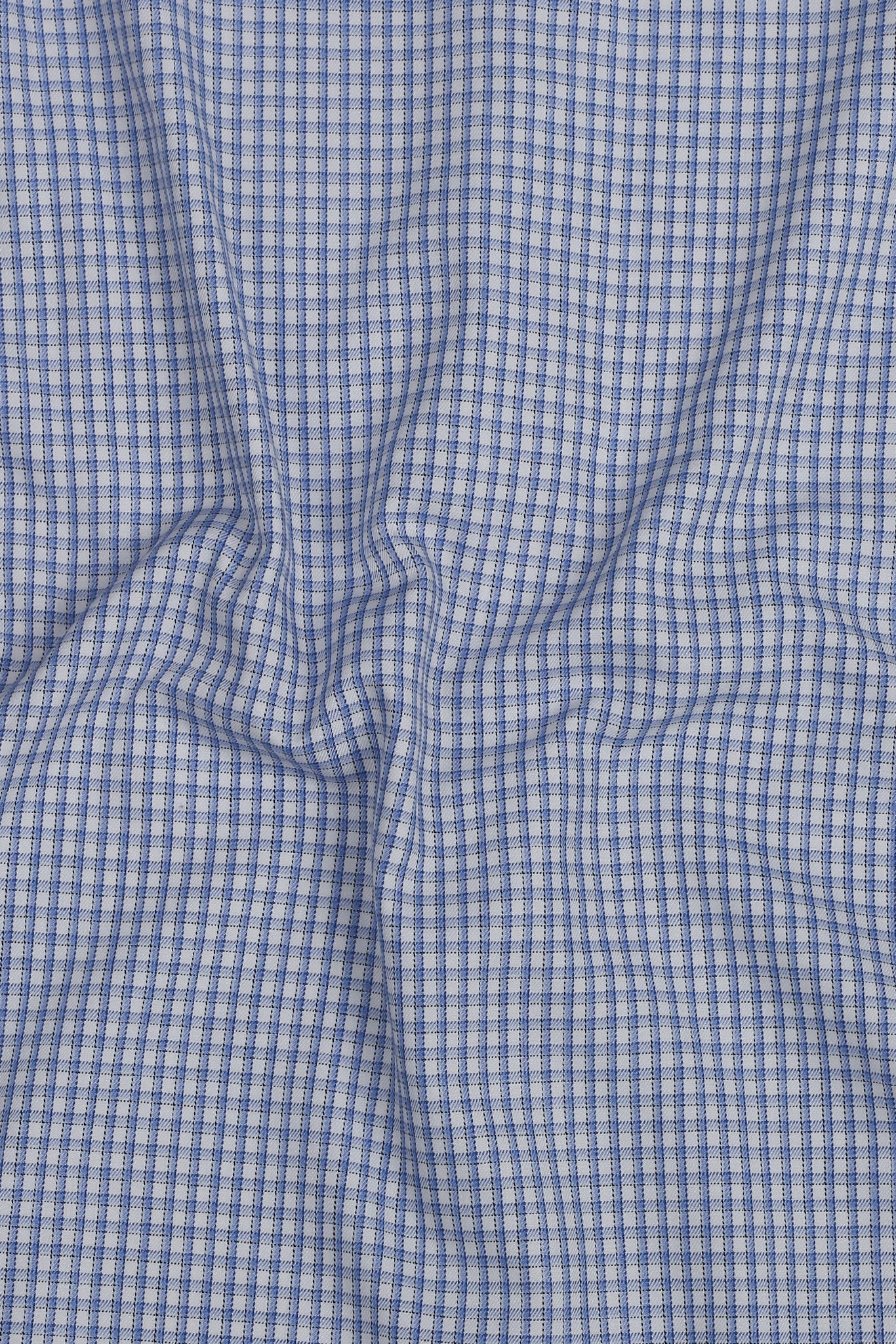 Blue Box Weave Patterned Shirt