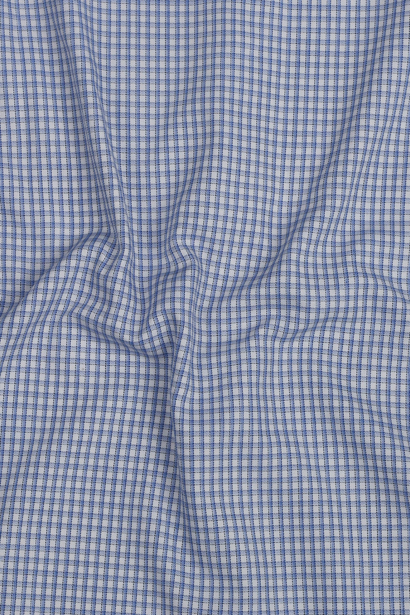 Blue Box Weave Patterned Shirt