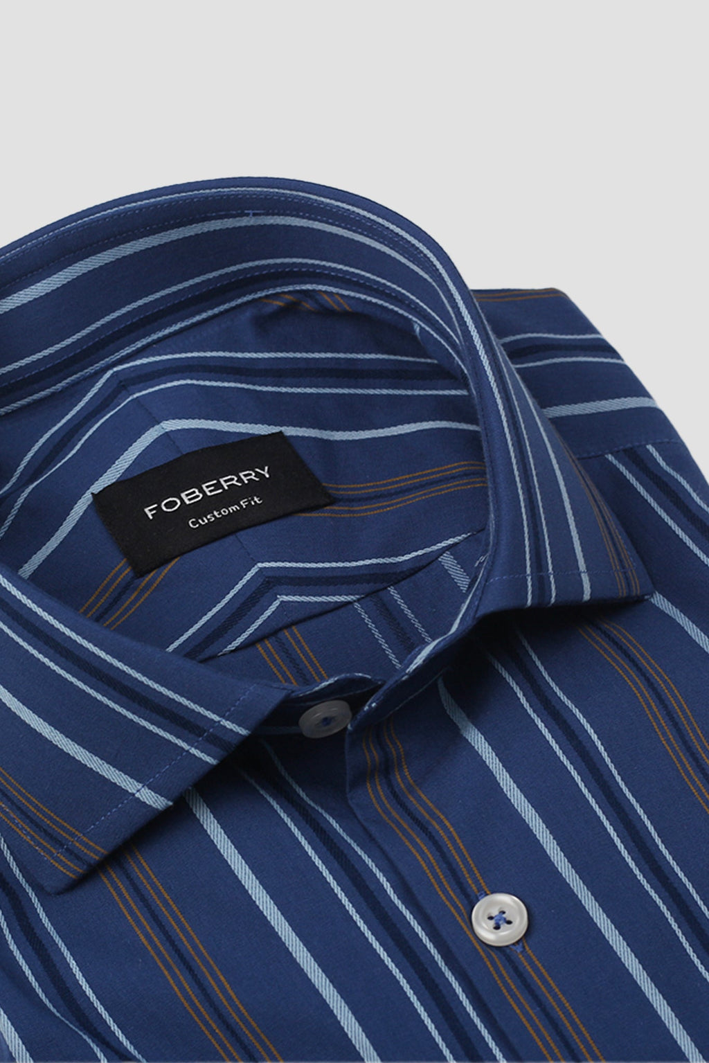 Cobalt Blue with Mustard Hairline Striped Shirt