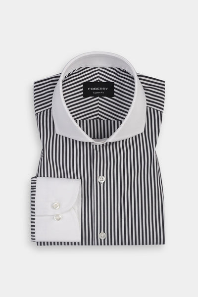 Charcoal Grey Bankers Stripes Shirt