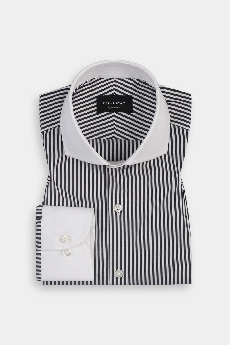 Charcoal Grey Bankers Stripes Shirt