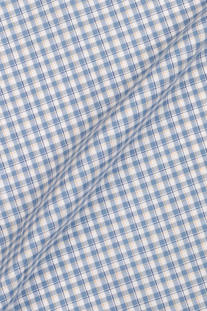 Soft Sky Blue & Mustard Gingham Shirt