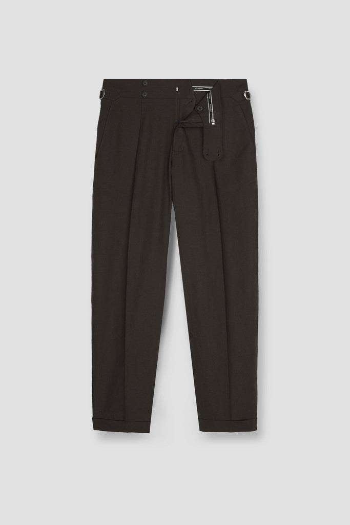 Chocolate Brown Linen Trousers