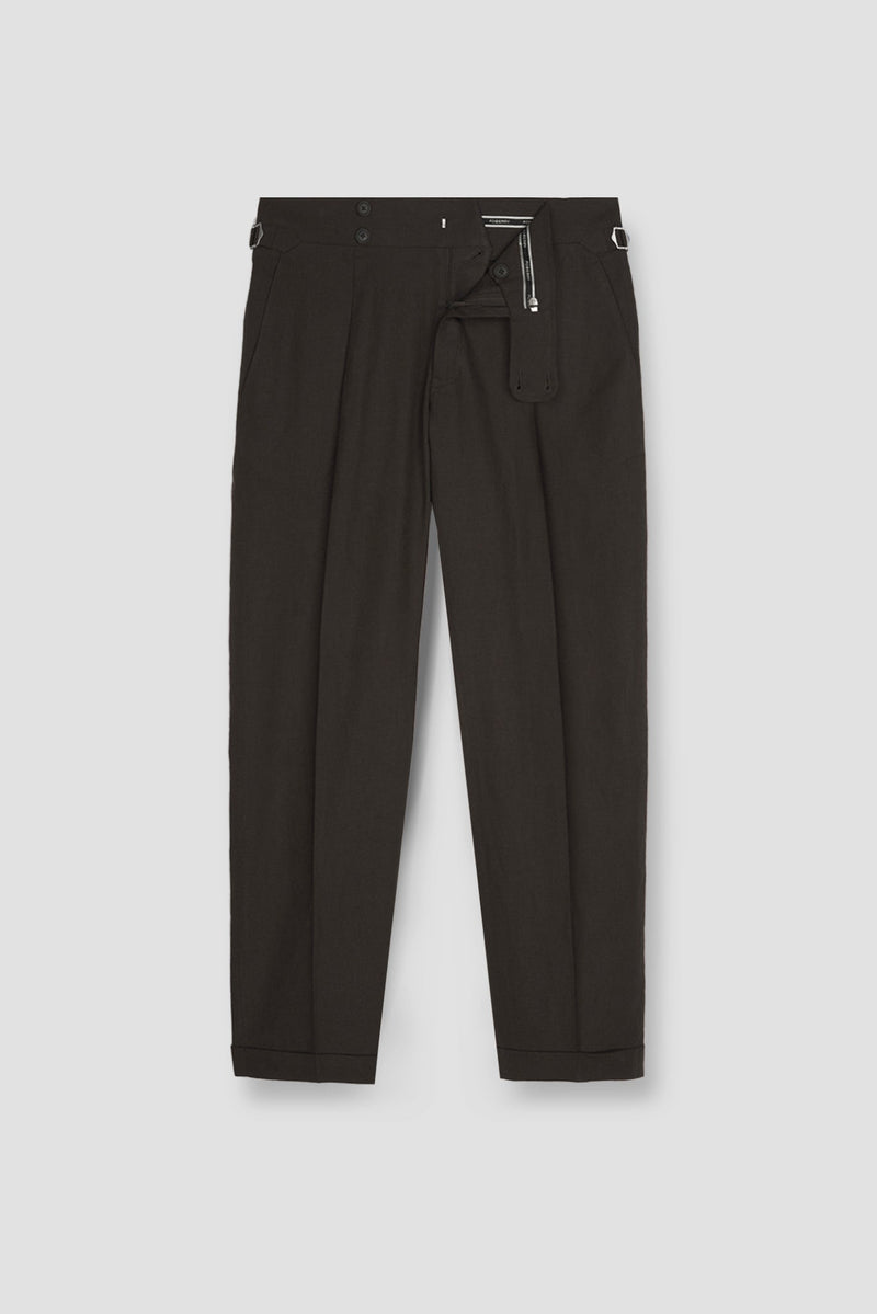 Chocolate Brown Linen Trousers