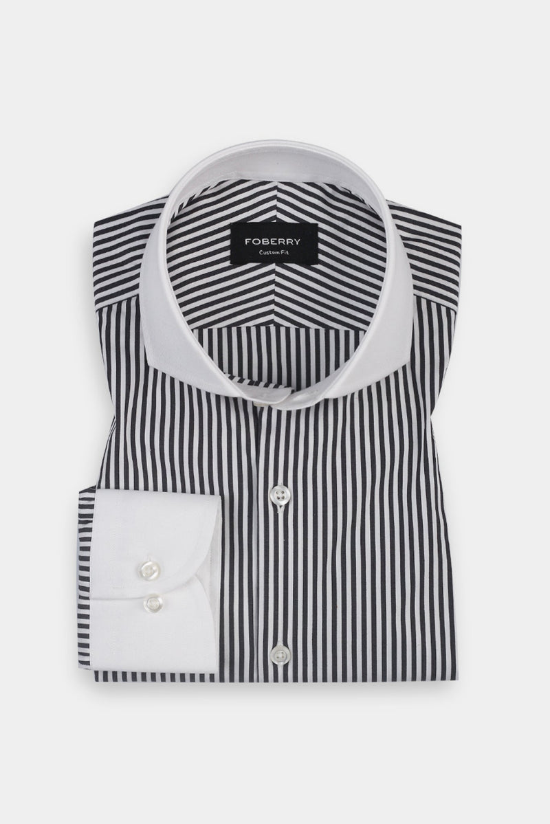Charcoal Grey Bankers Stripes Shirt