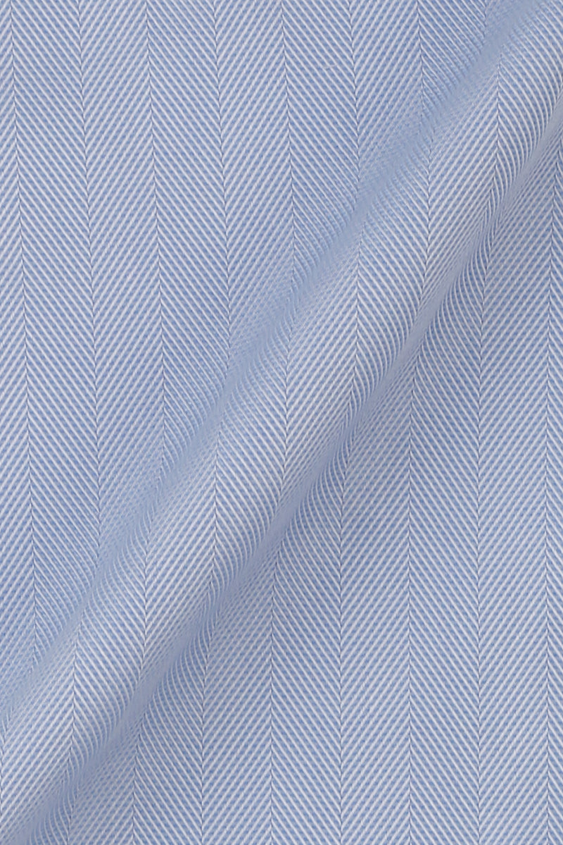 Sky Blue Herringbone Pin Collar Shirt