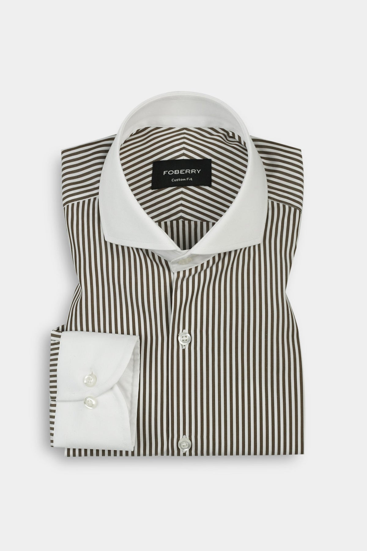 Olive Green Bankers Stripes Shirt
