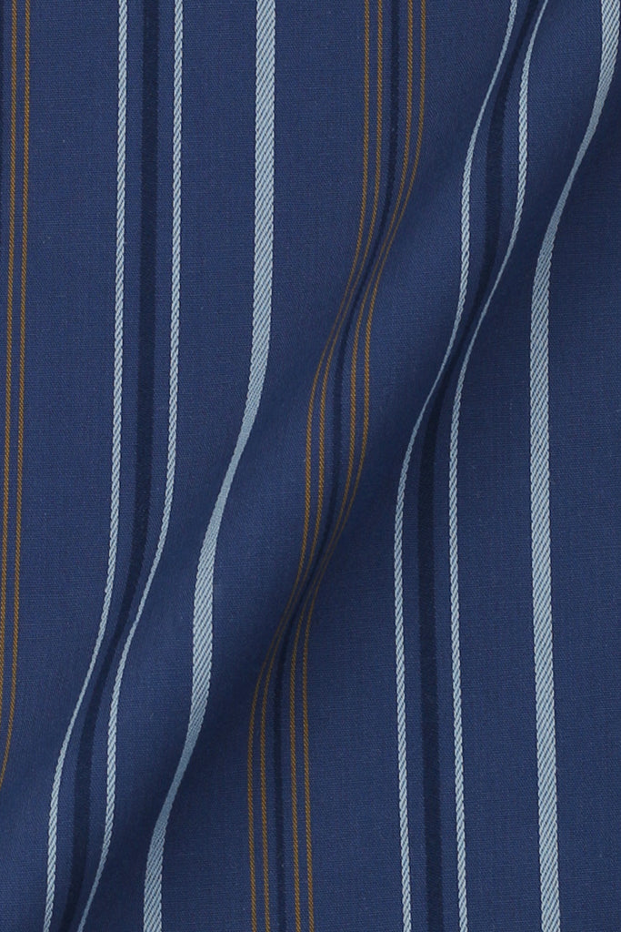 Cobalt Blue with Mustard Hairline Striped