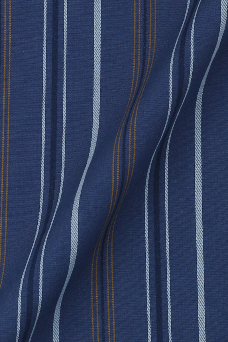 Cobalt Blue with Mustard Hairline Striped