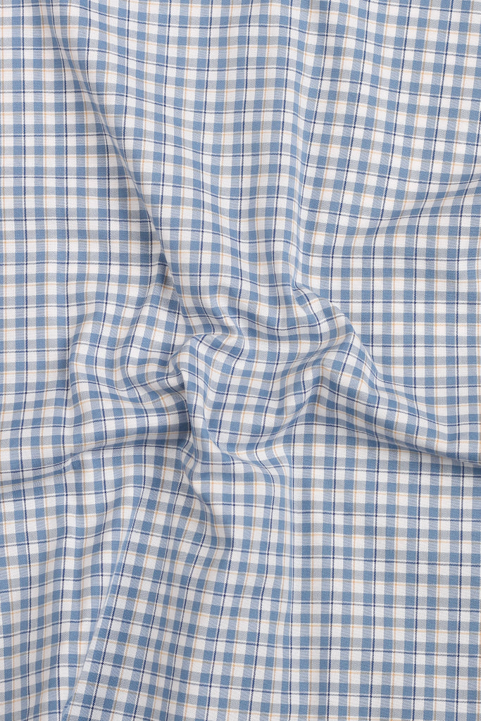 Soft Sky Blue & Mustard Gingham Shirt