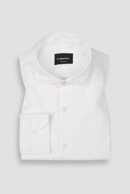 White Linen Patterned Shirt