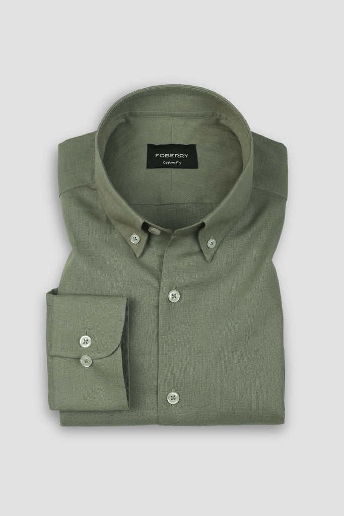 Soft Crocodile Green Irish Linen Shirt