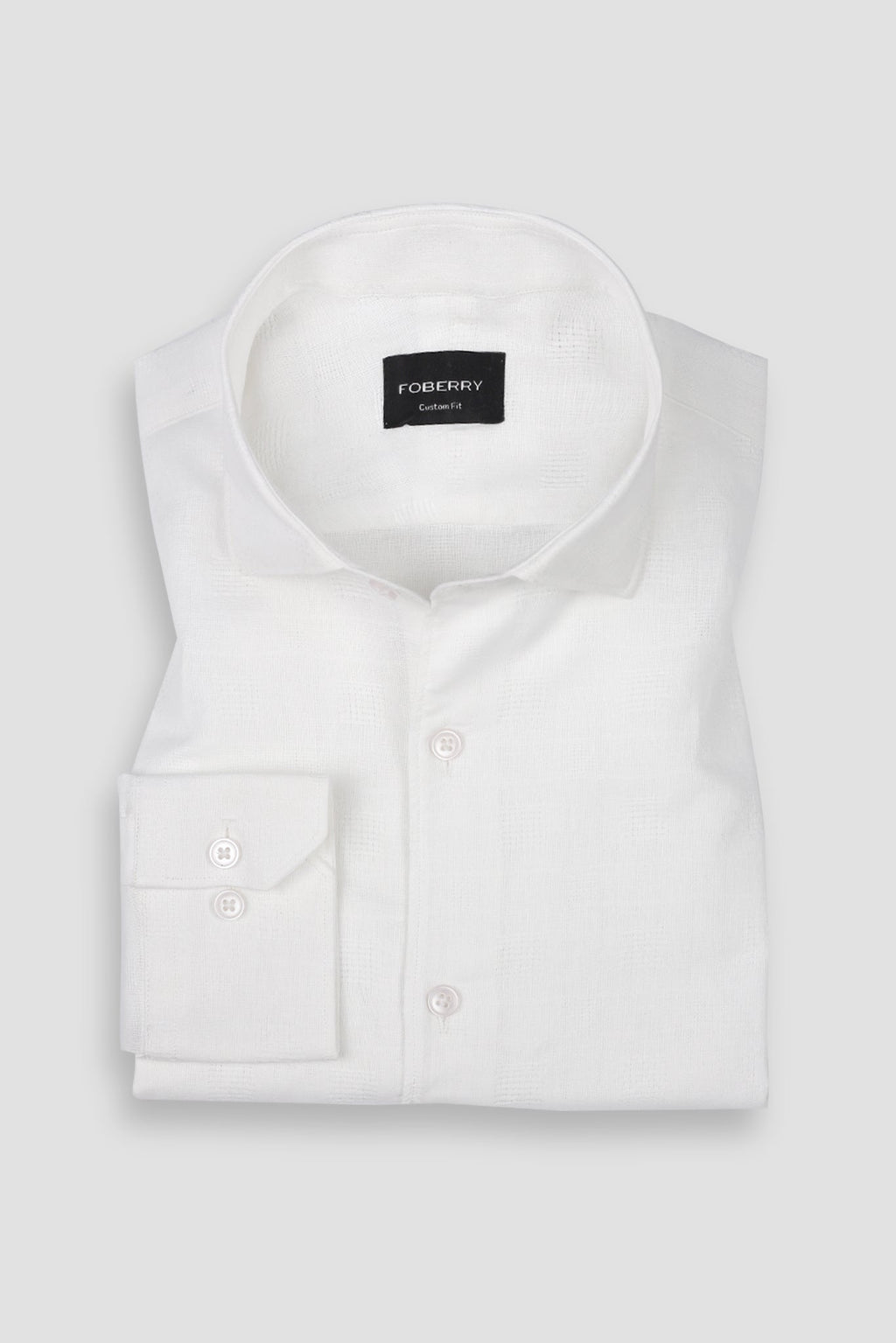 White Linen Patterned Shirt