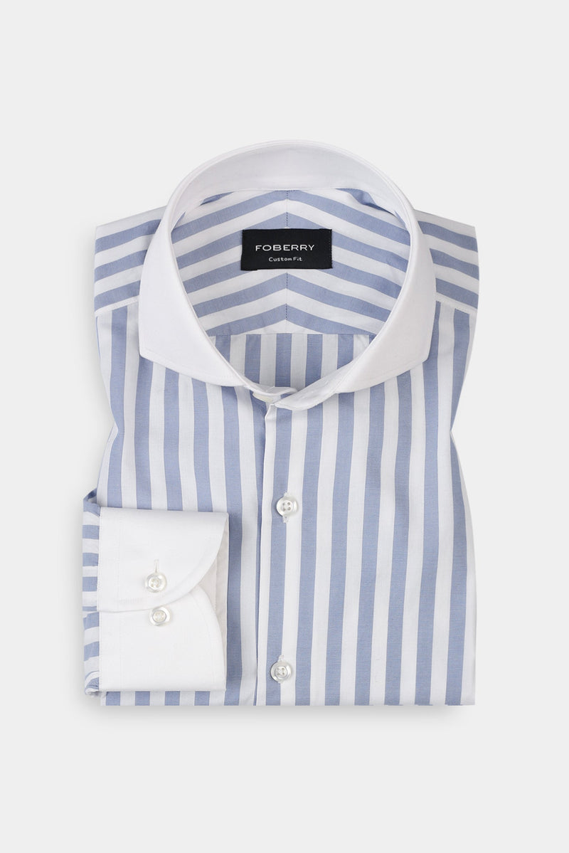 Sapphire Blue Bold Stripes Shirt