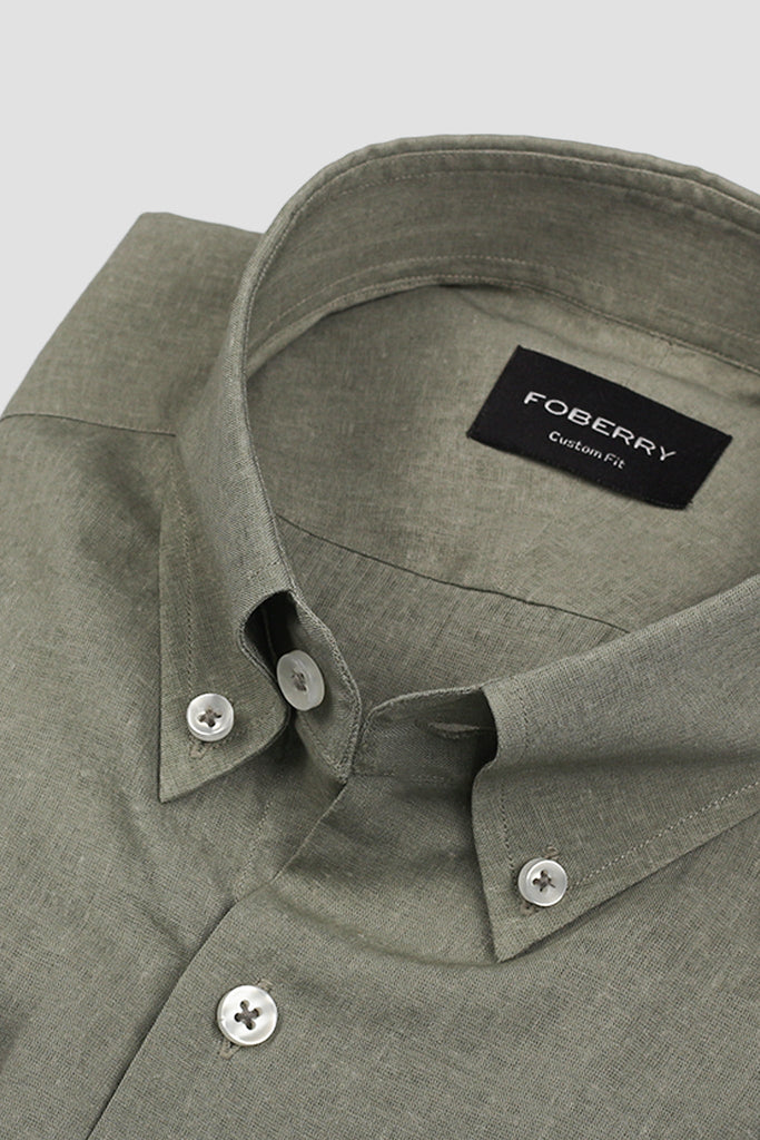 Olive Grey Featherweight Linen Shirt