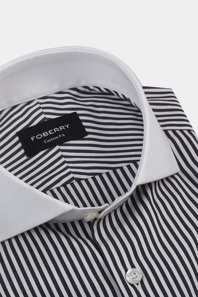 Charcoal Grey Bankers Stripes Shirt