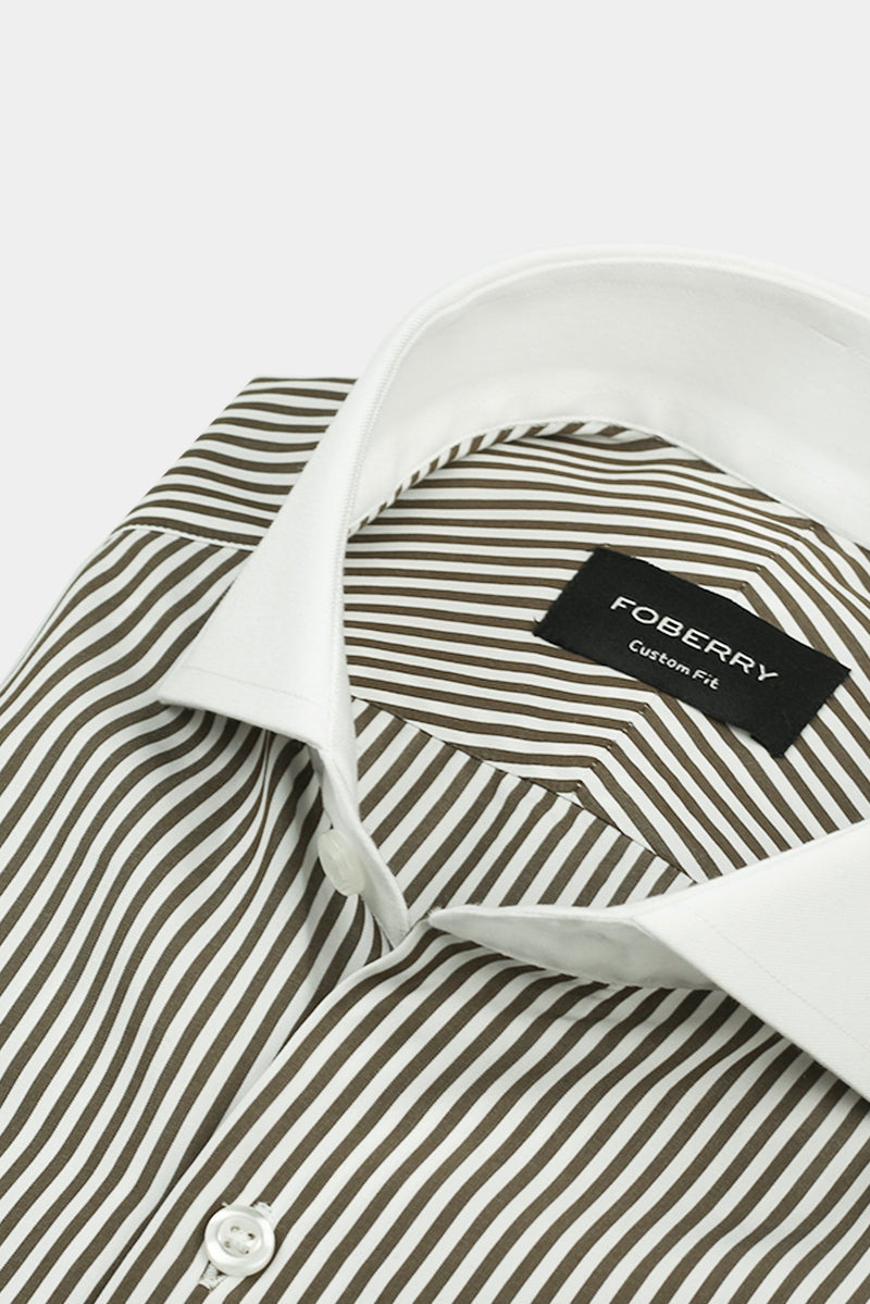 Olive Green Bankers Stripes Shirt