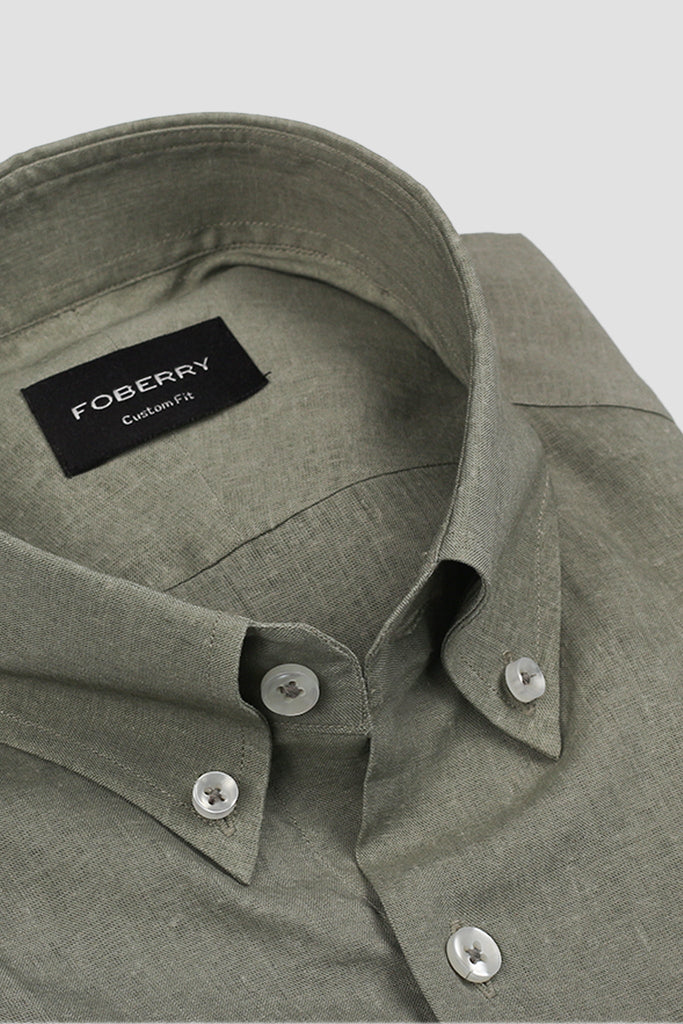 Olive Grey Featherweight Linen Shirt
