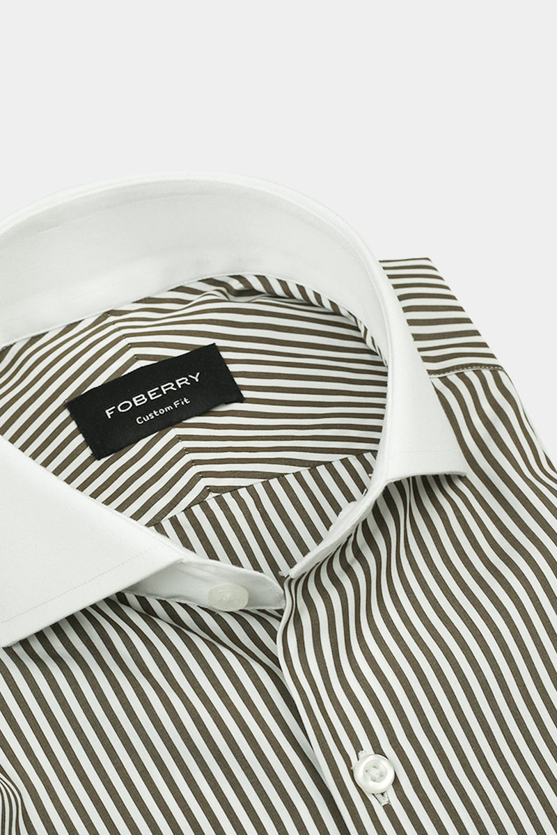 Olive Green Bankers Stripes Shirt