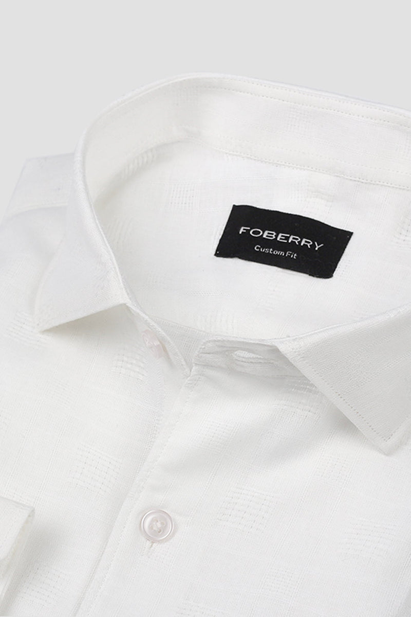 White Linen Patterned Shirt