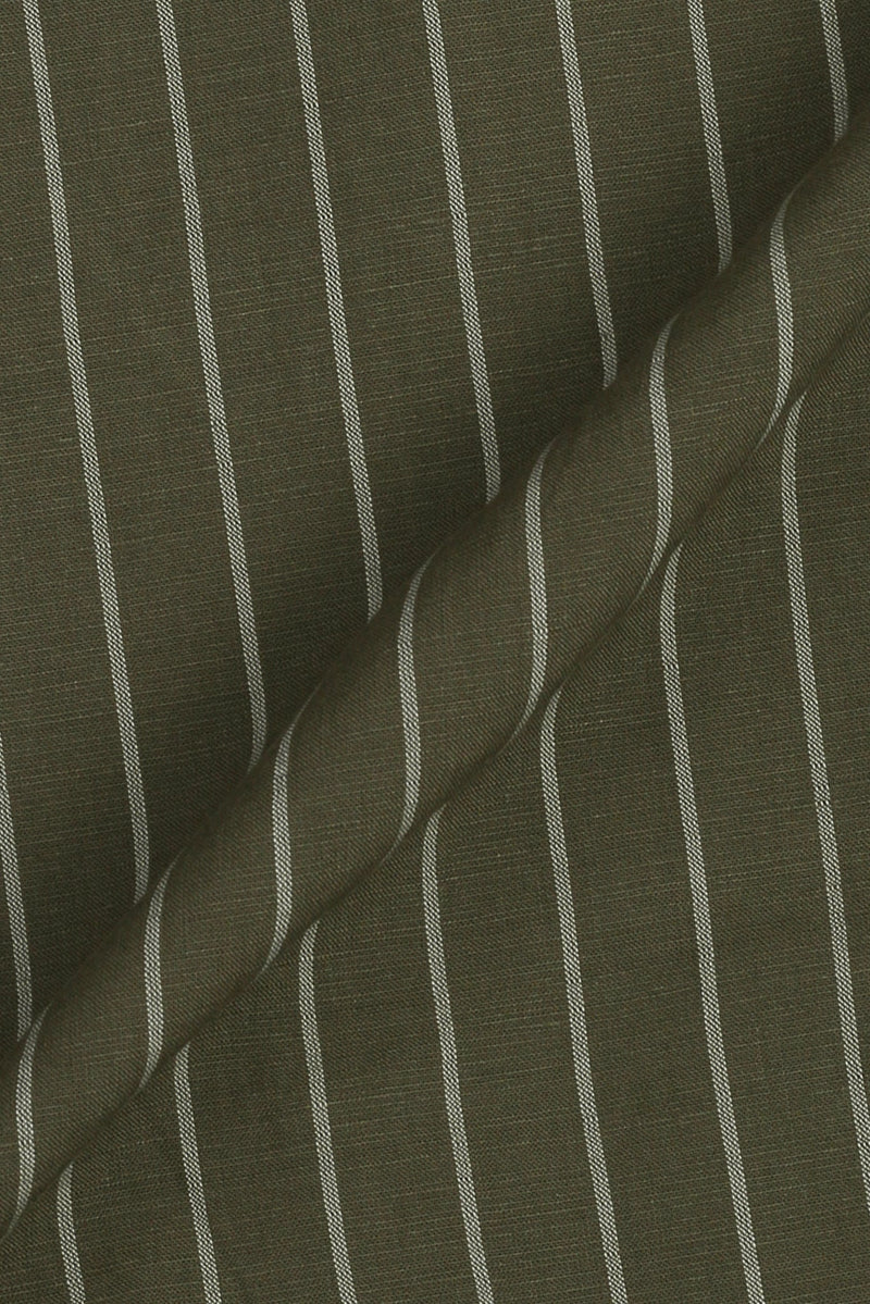 Olive Green White Striped