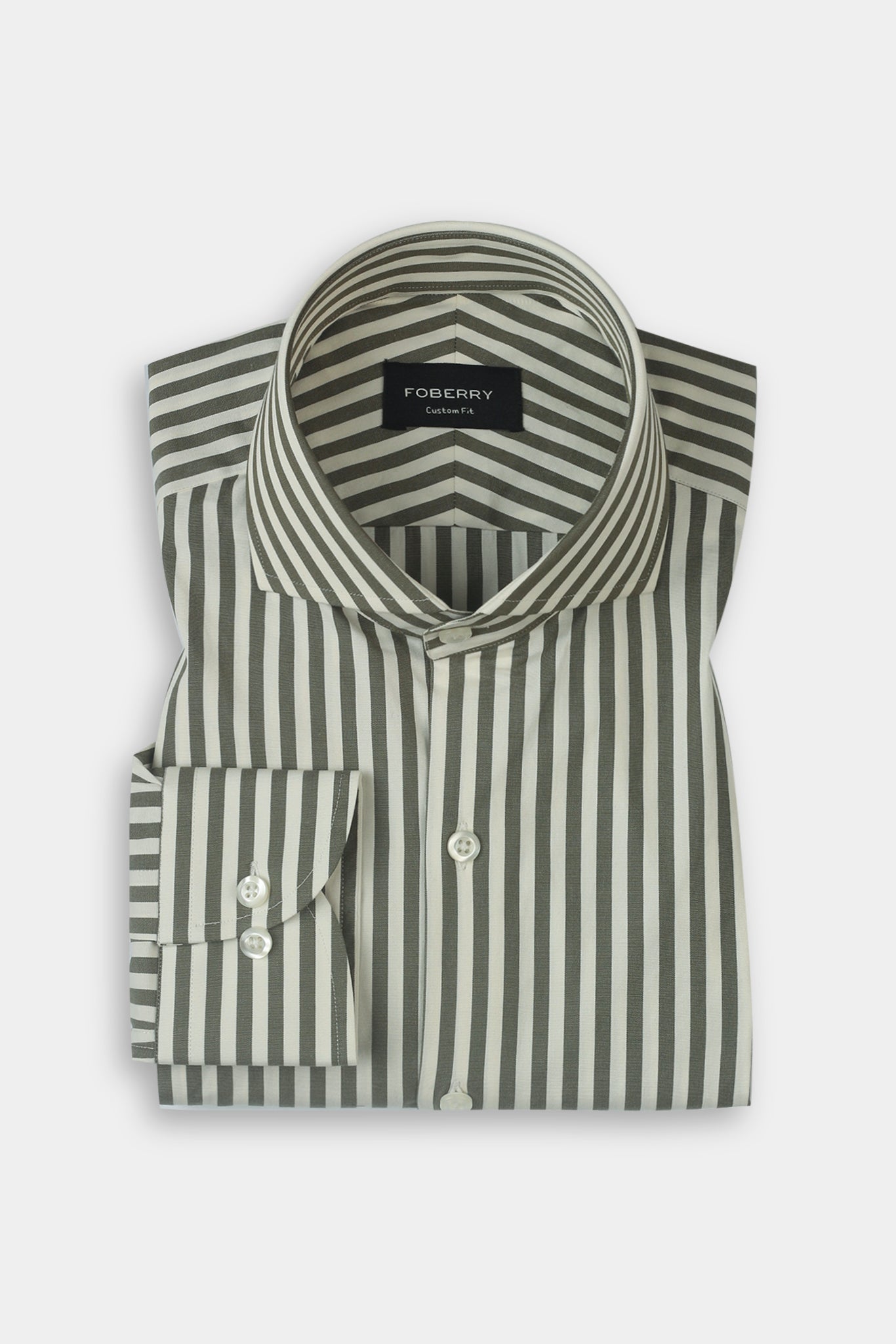 Olive Green Bengal Striped Shirt