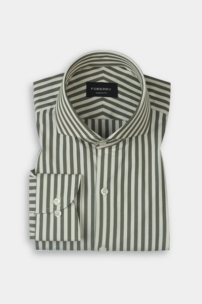 Olive Green Bengal Striped Shirt