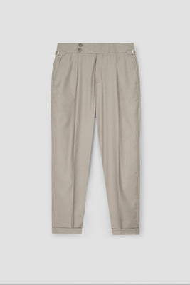 Lime Beige Tropical Wool Blended Dress Pant