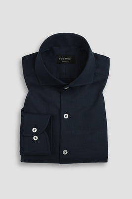Crispy Navy blue Leno Weave Shirt