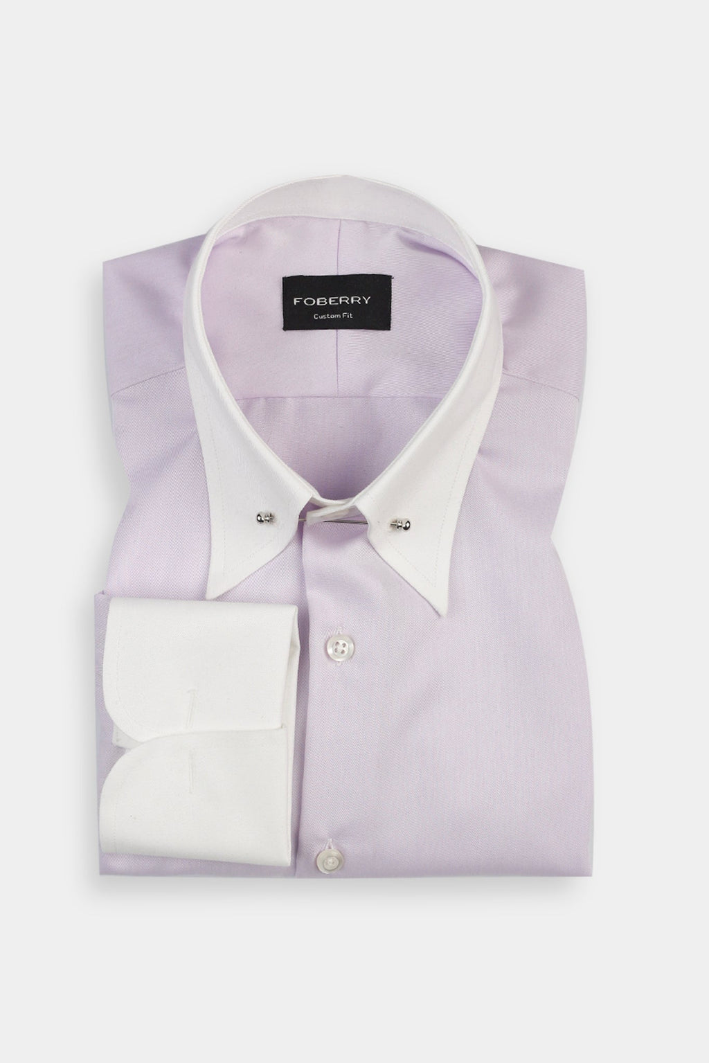 Soft Lilac Twill Pin Collar Shirt