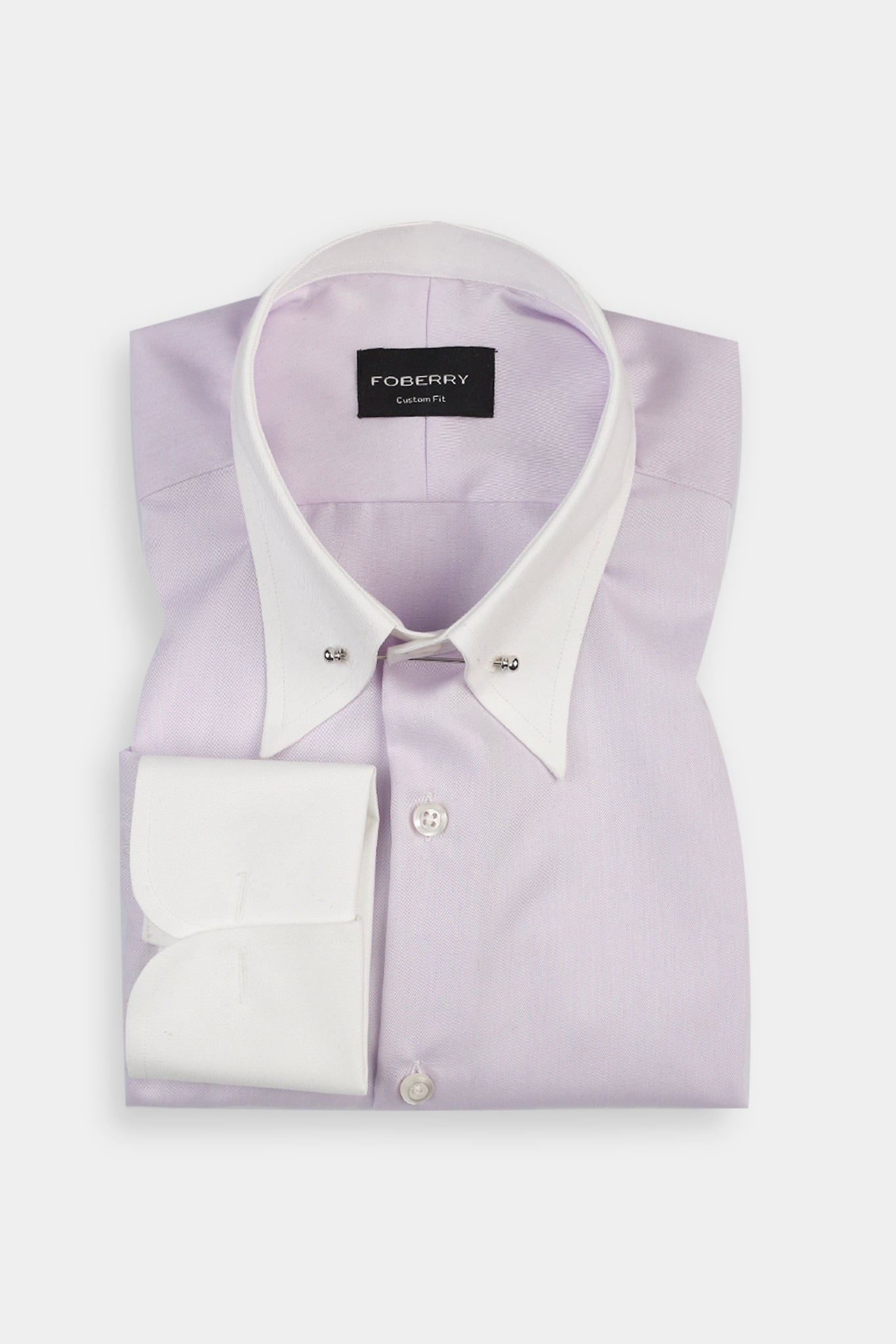 Soft Lilac Twill Pin Collar Shirt