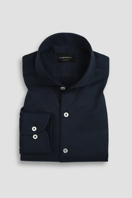 Crispy Navy blue Leno Weave Shirt