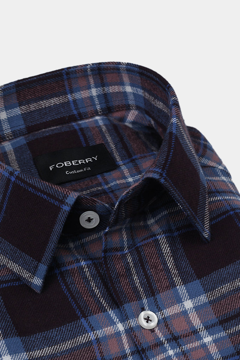 Brown & Blue Tartan Winter Flannel Shirt