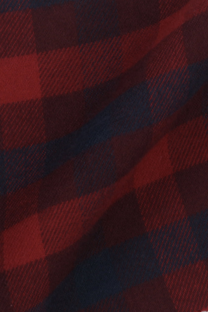 Maroon blue Buffalo Check Winter Flannel Shirt