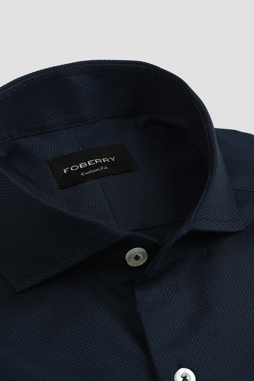 Crispy Navy blue Leno Weave Shirt
