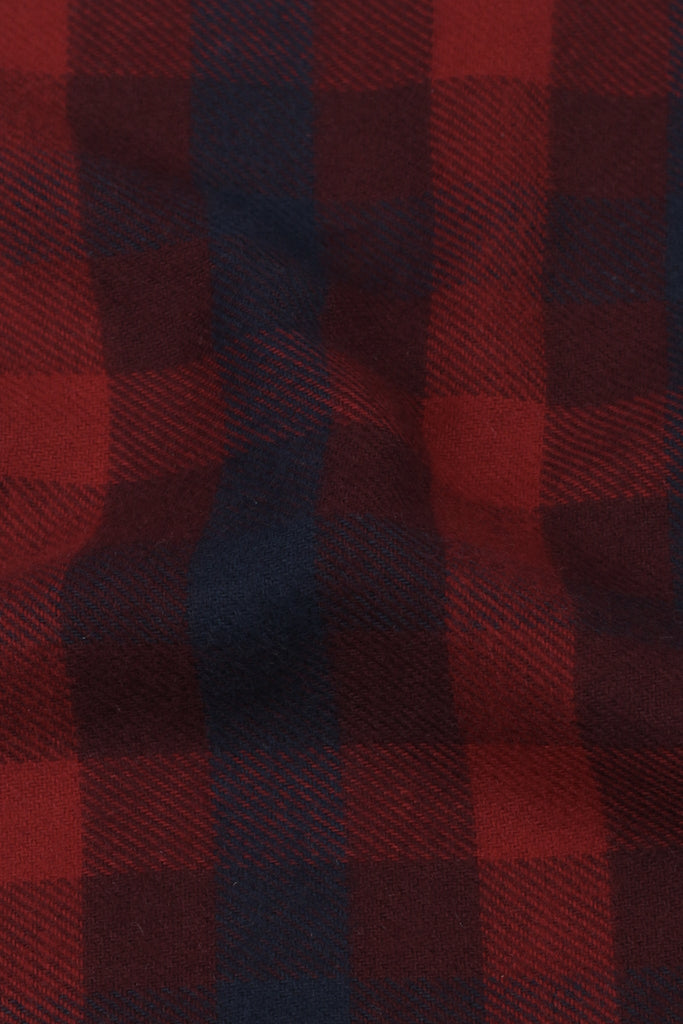 Maroon blue Buffalo Check Winter Flannel Shirt