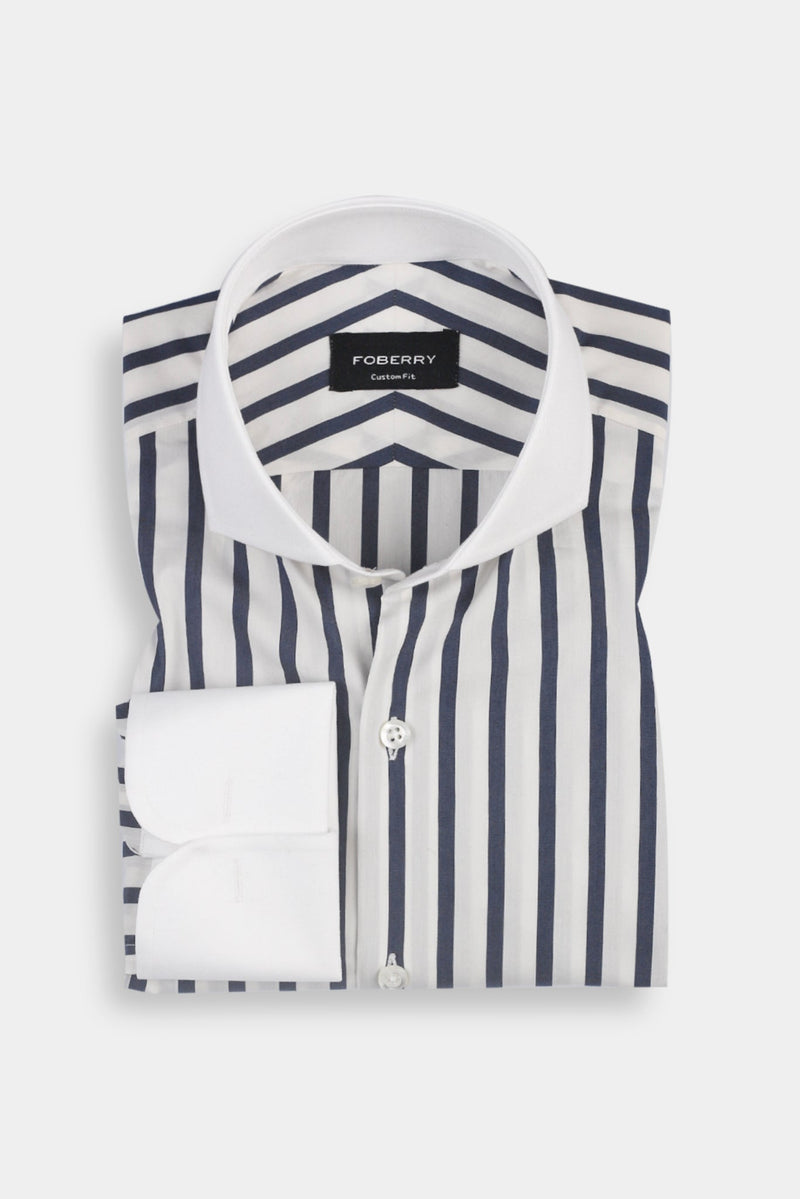 Bold Midnight Blue Striped Shirt