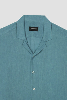 Cerulean Blue Irish linen - Safari Shirt