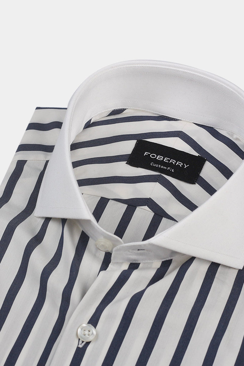Bold Midnight Blue Striped Shirt