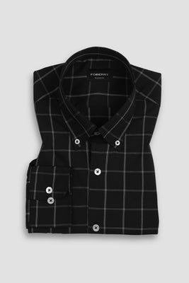 Soft Black And White Small Windowpane Shirt