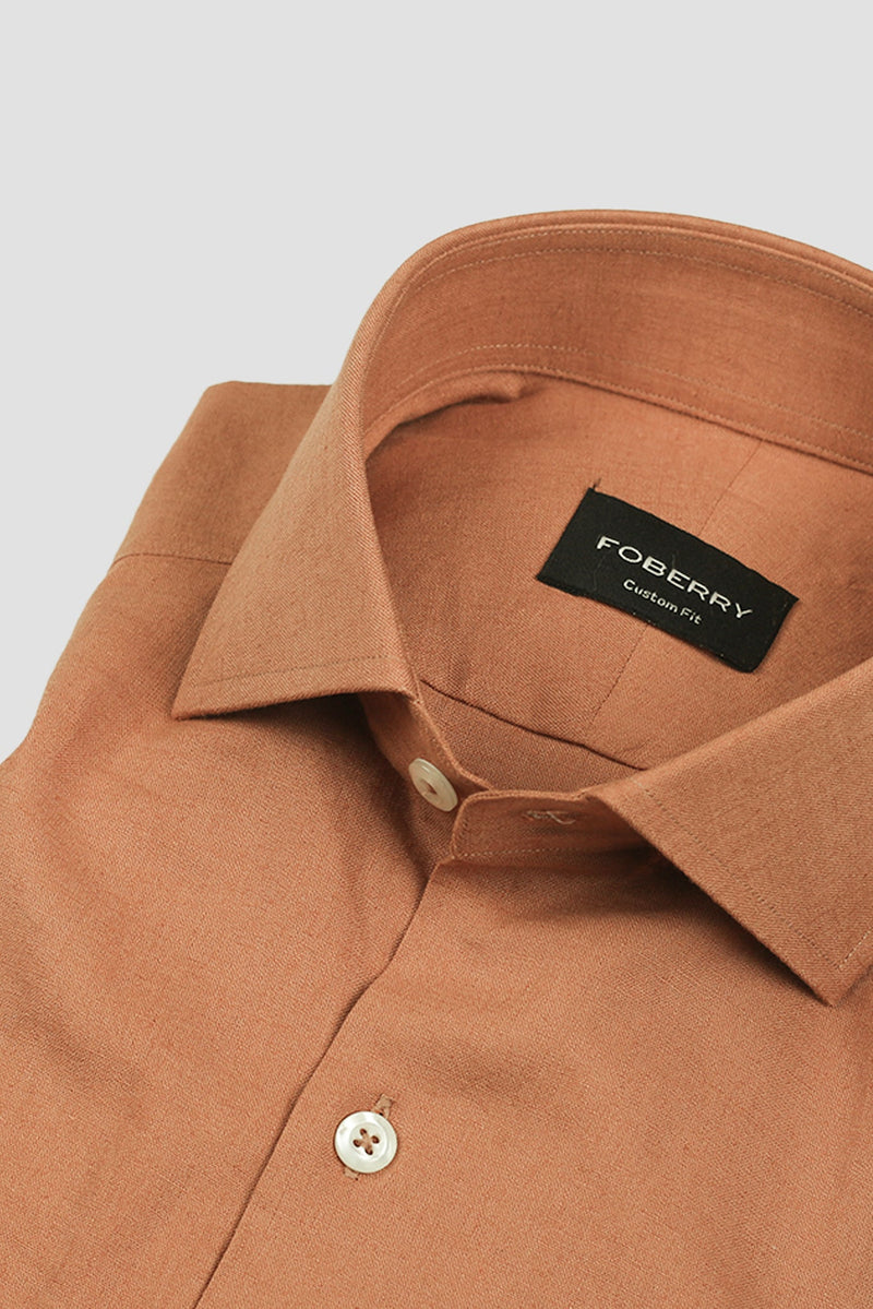 Woody Brown Italian Linen Shirt