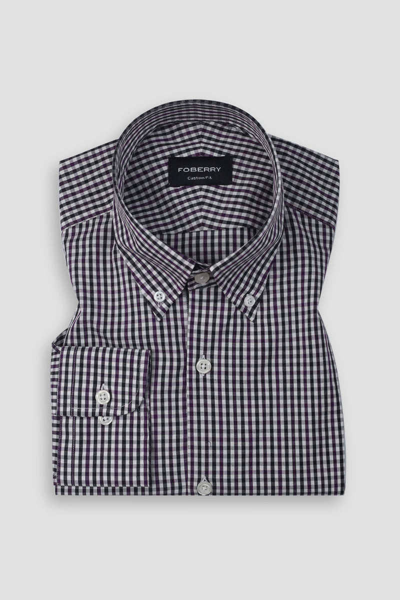 Magenta & Black Gingham Shirt
